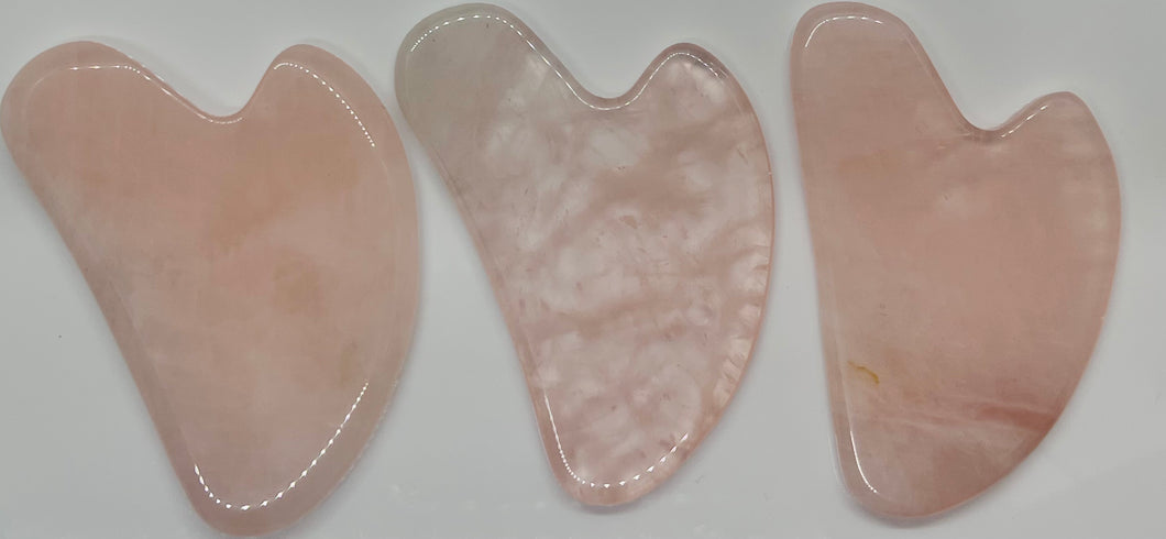 natural rose quartz gua sha facial sculpting tool